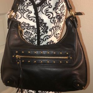 - Michael Kors Studded Black Leather Shoulder Bag